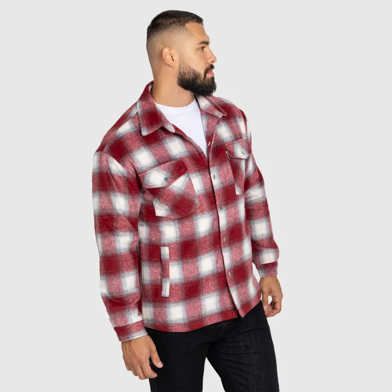 Pánska košeľová bunda Iron Aesthetics Timber, red/white-5