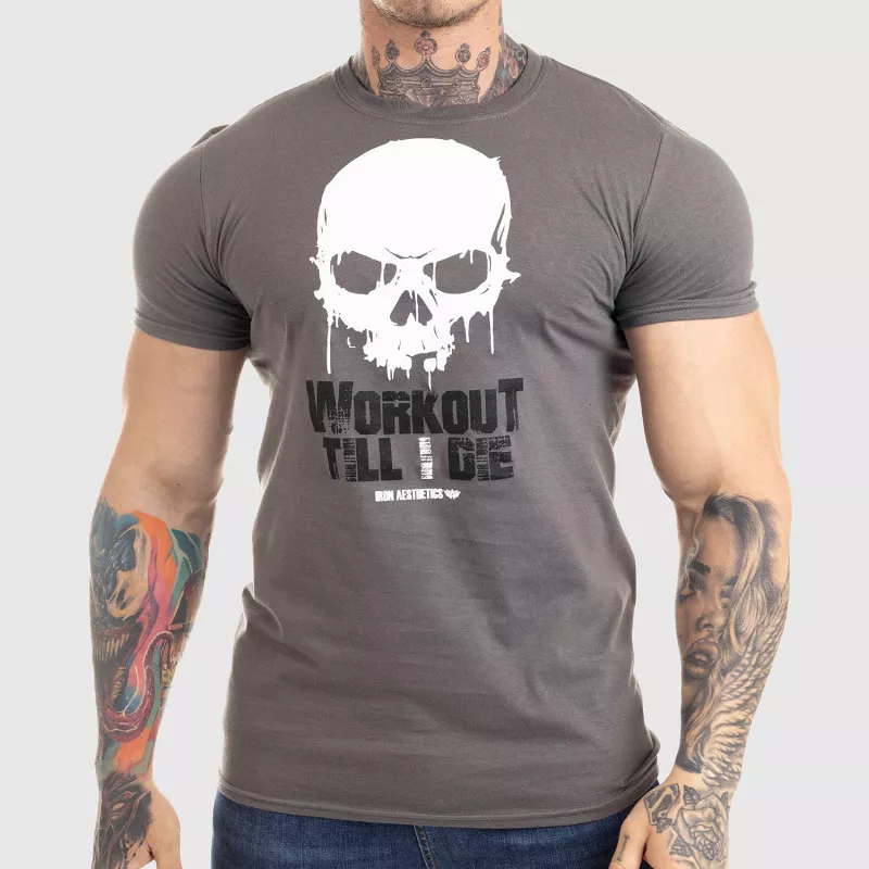 Ultrasoft tričko Workout Till I Die, sivé-1
