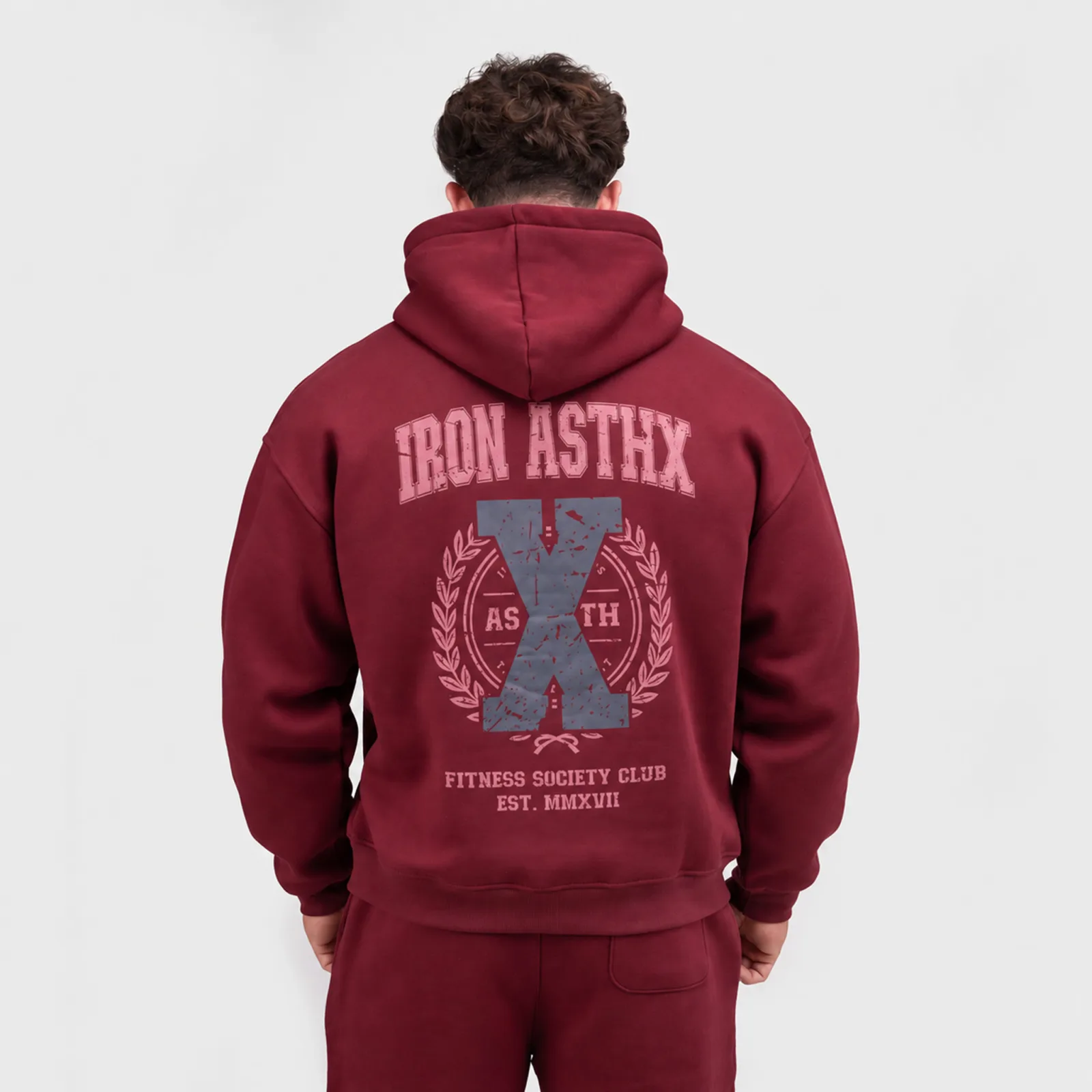 Pánska mikina Iron Aesthetics X-Society, bordová-1