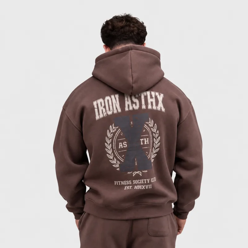 Pánska mikina Iron Aesthetics X-Society, hnedá-1