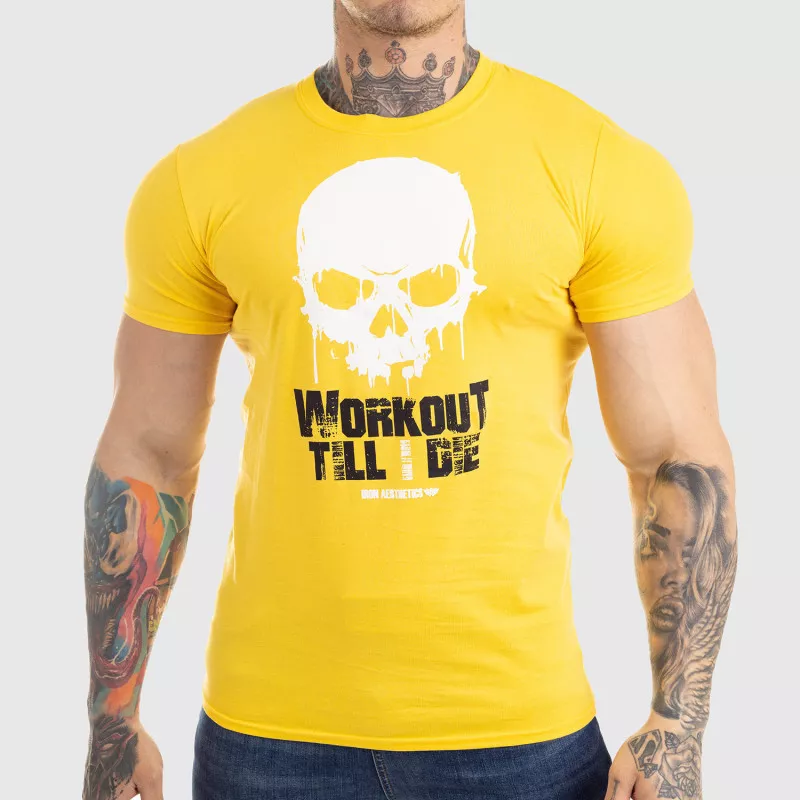 Ultrasoft tričko Workout Till I Die, žlté-1