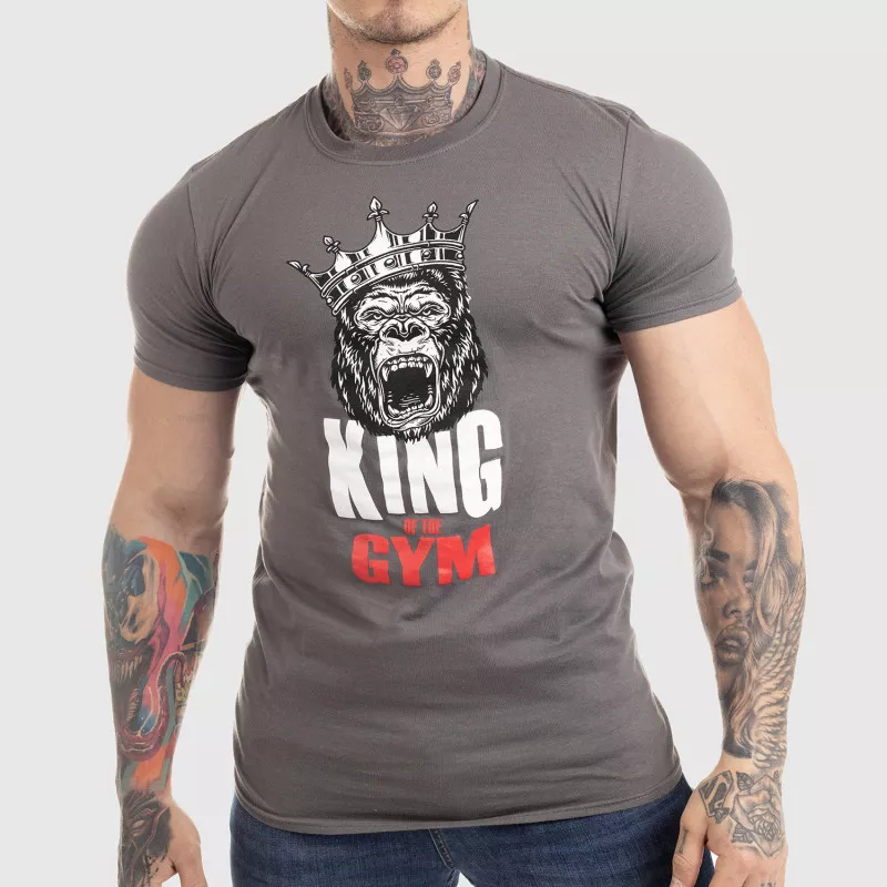 Ultrasoft tričko Iron Aesthetics King of the Gym, sivé-3