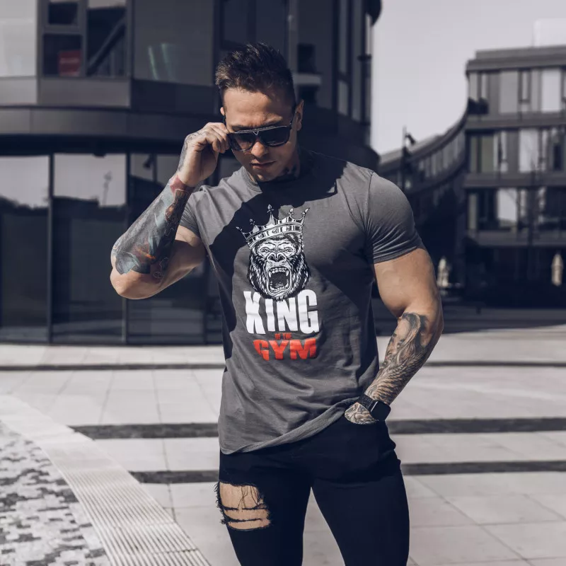 Ultrasoft tričko Iron Aesthetics King of the Gym, sivé-5