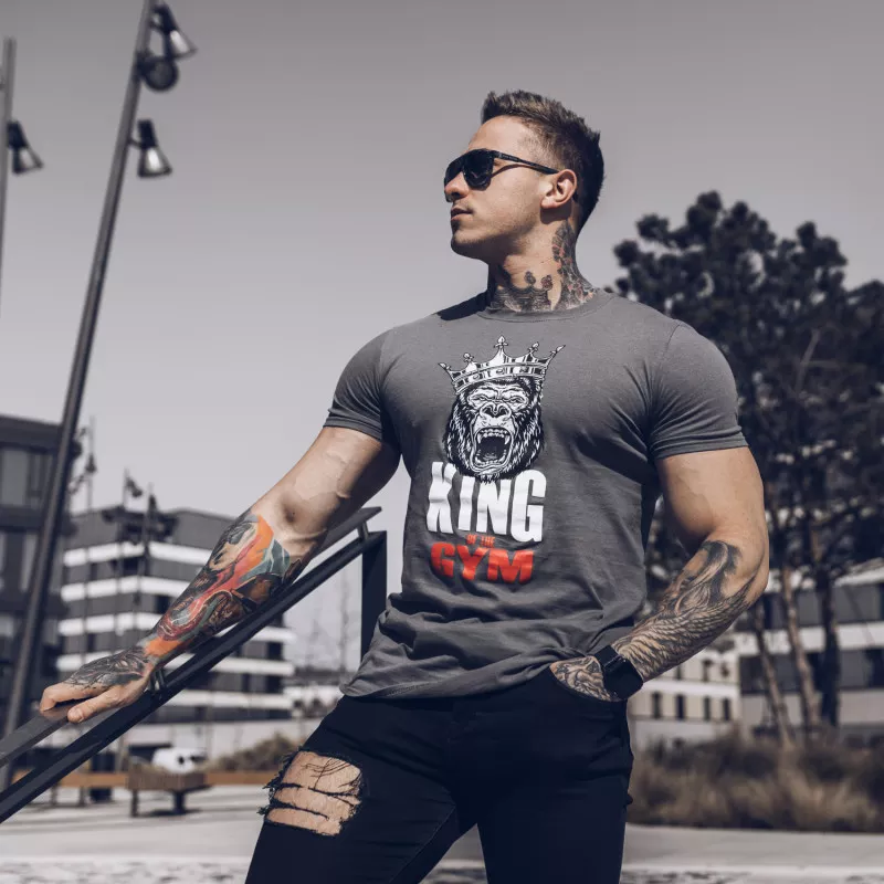 Ultrasoft tričko Iron Aesthetics King of the Gym, sivé-6
