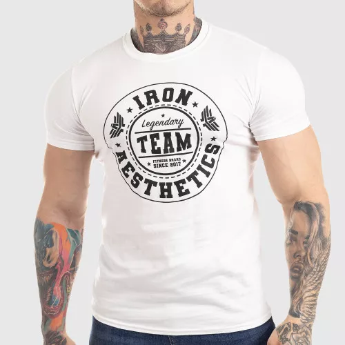 Pánske fitness tričko Iron Aesthetics Circle Star, biele