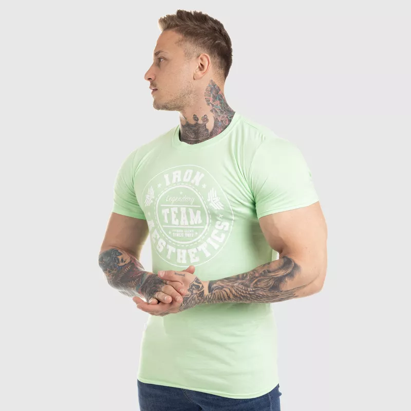 Pánske fitness tričko Iron Aesthetics Circle Star, mentolová zelená-6