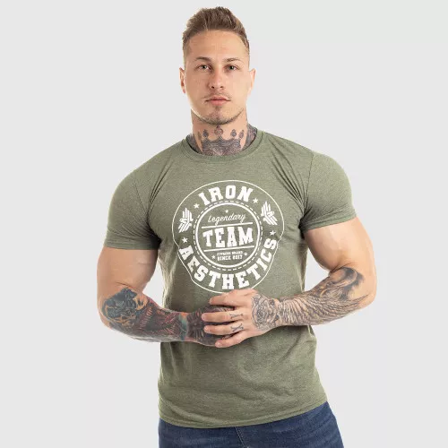 Pánske fitness tričko Iron Aesthetics Circle Star, vojenská zelená
