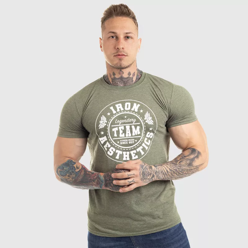 Pánske fitness tričko Iron Aesthetics Circle Star, vojenská zelená-2