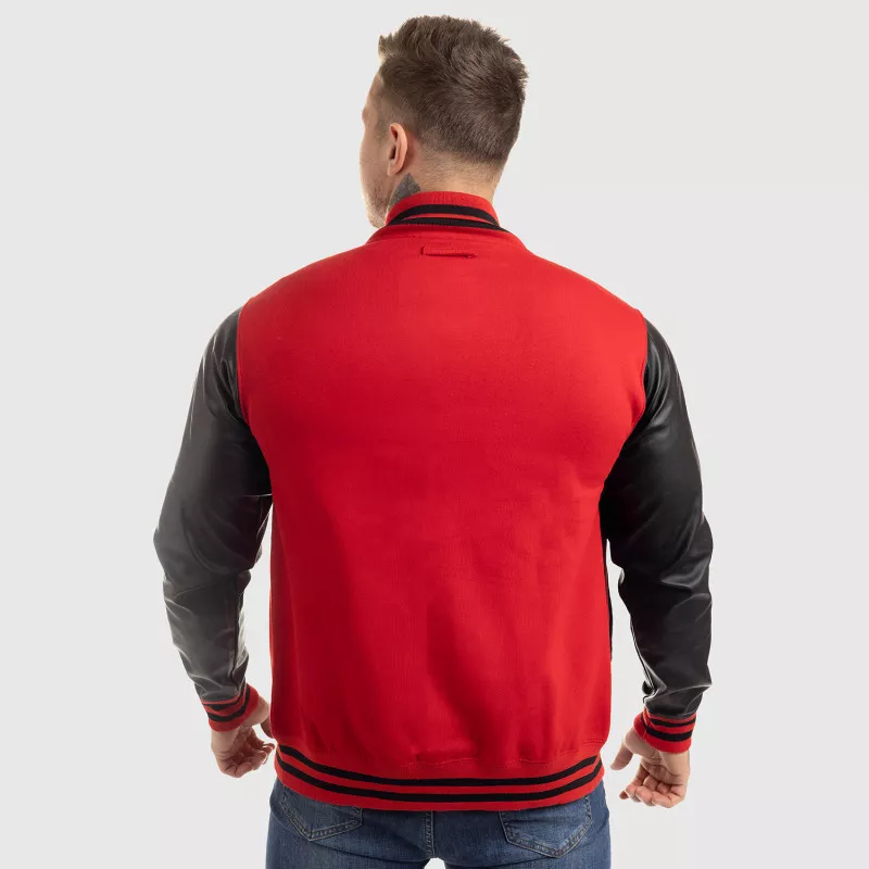 Pánska bunda Iron Aesthetics Varsity Leather, červená-3