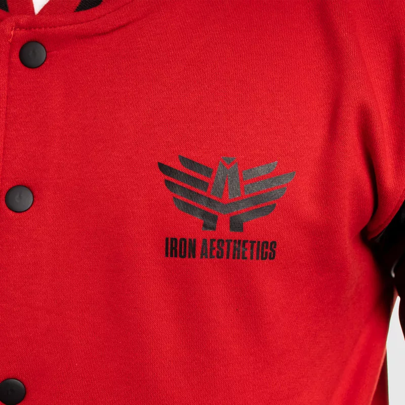 Pánska bunda Iron Aesthetics Varsity Leather, červená-11