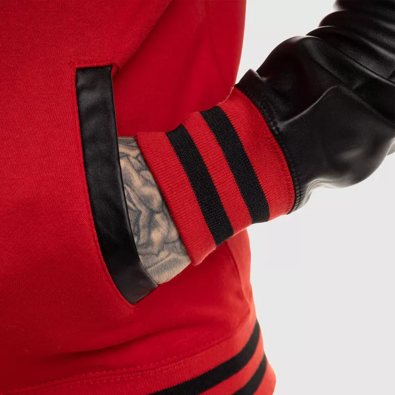 Pánska bunda Iron Aesthetics Varsity Leather, červená-13