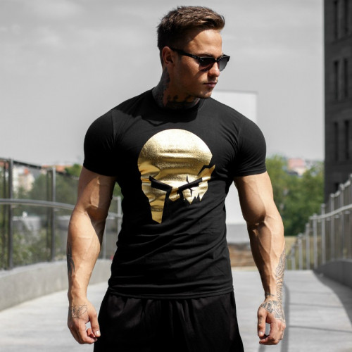 Ultrasoft tričko Iron Aesthetics Skull, black&gold