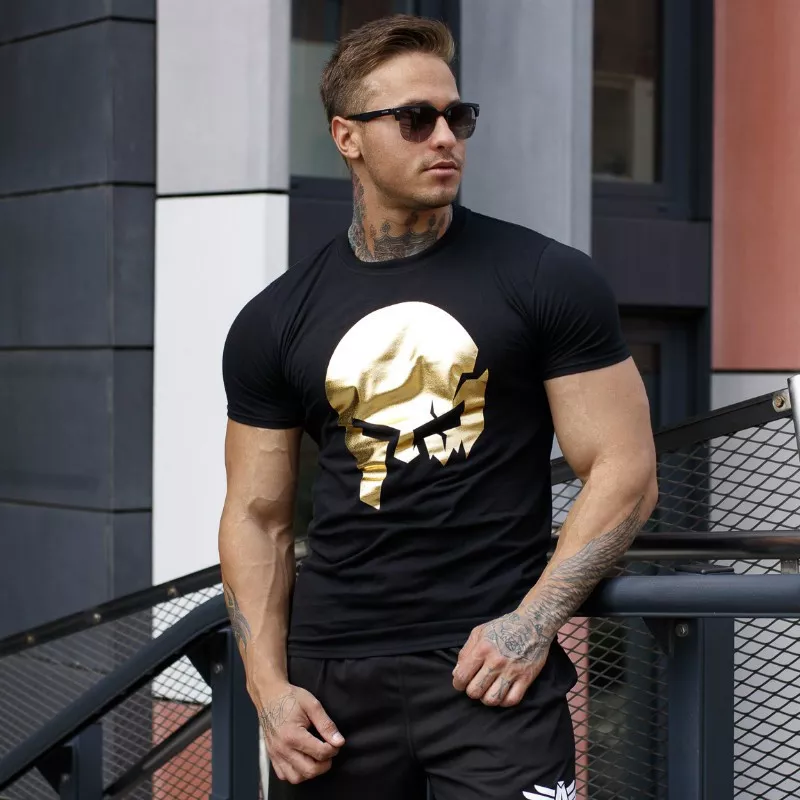 Ultrasoft tričko Iron Aesthetics Skull, black&gold-3