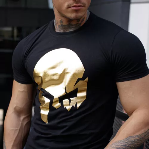 Ultrasoft tričko Iron Aesthetics Skull, black&gold