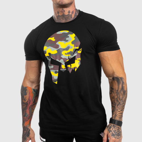 Ultrasoft tričko Iron Aesthetics Skull YELLOW CAMO, čierne
