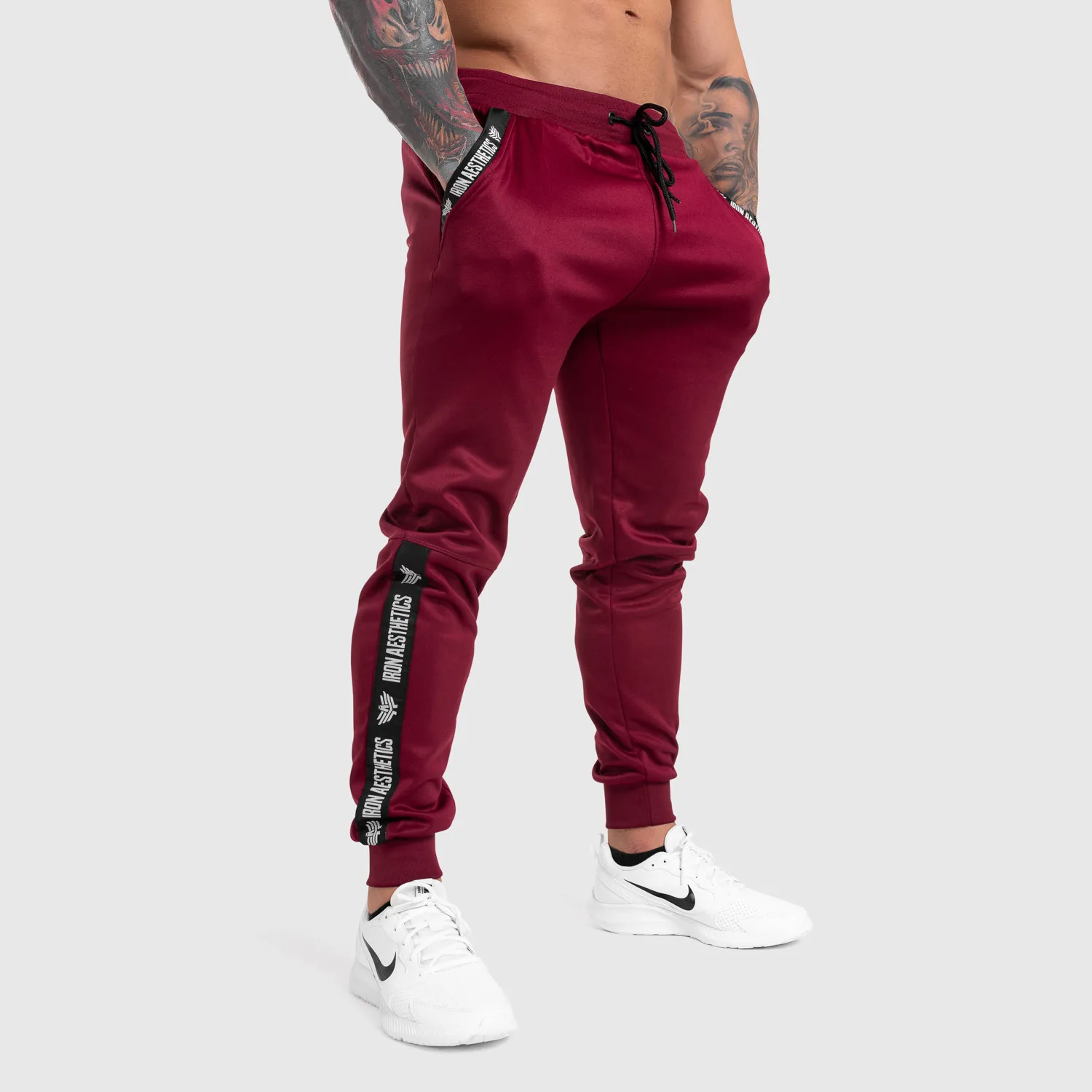 Jogger tepláky Iron Aesthetics Partial, bordové-1