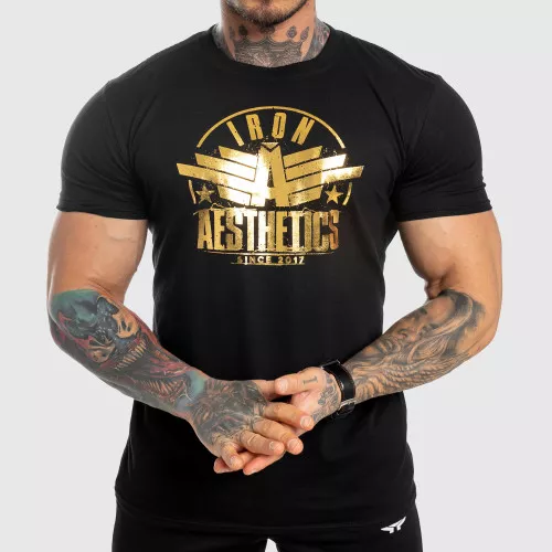 Pánske fitness tričko Iron Aesthetics Force, black&gold