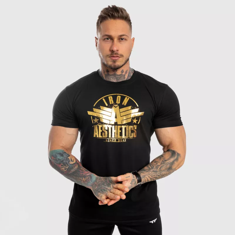 Pánske fitness tričko Iron Aesthetics Force, black&gold-2