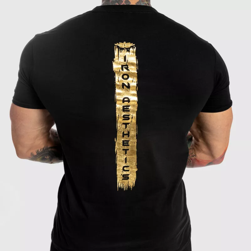 Pánske fitness tričko Iron Aesthetics Force, black&gold-4