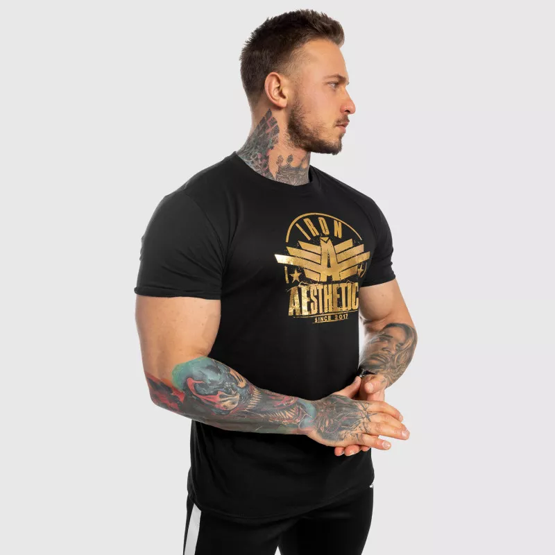 Pánske fitness tričko Iron Aesthetics Force, black&gold-5