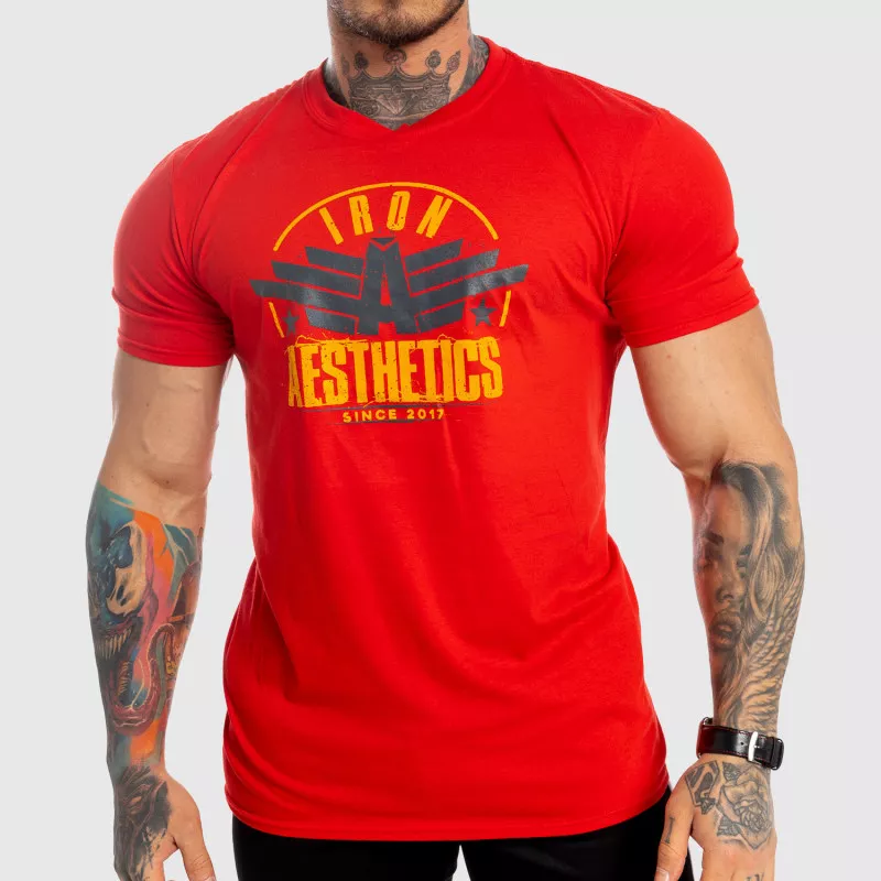 Pánske fitness tričko Iron Aesthetics Force, červené-1