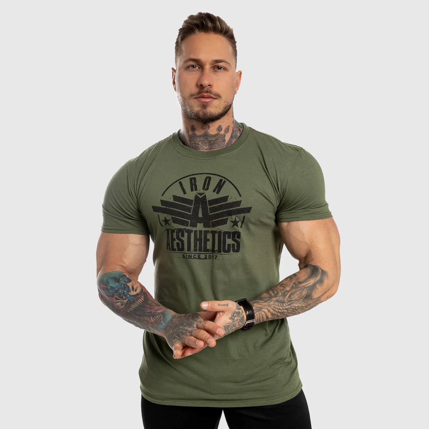 Pánske fitness tričko Iron Aesthetics Force, zelené-1