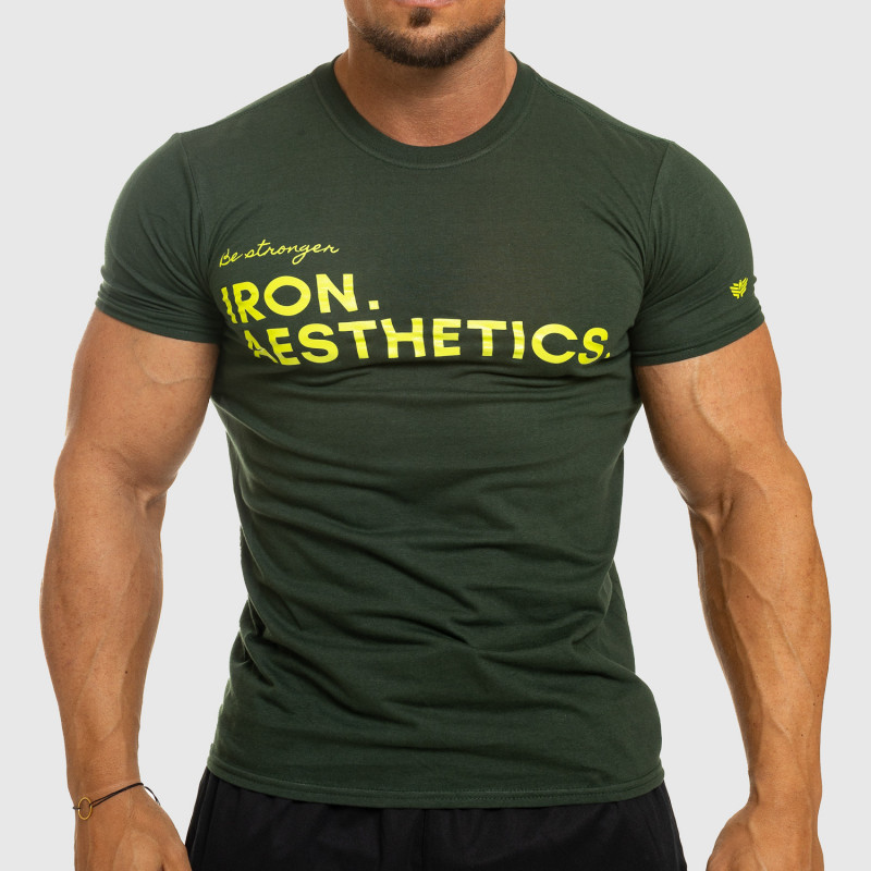 Pánske fitness tričko Iron Aesthetics Be Stronger, zelené-1