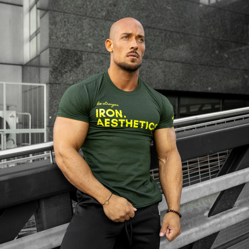 Pánske fitness tričko Iron Aesthetics Be Stronger, zelené-6