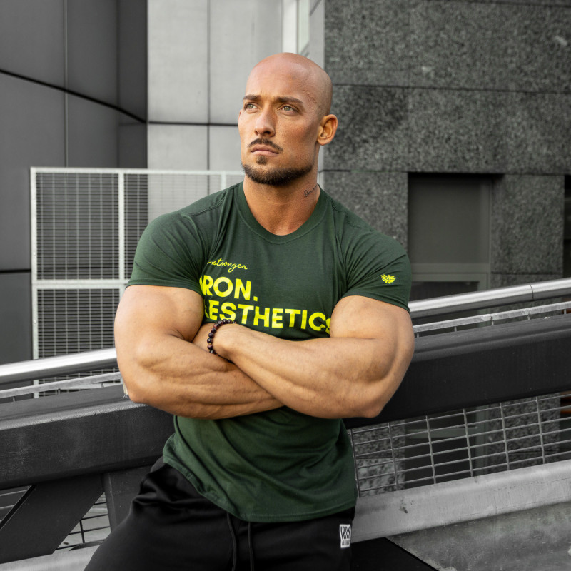 Pánske fitness tričko Iron Aesthetics Be Stronger, zelené-7