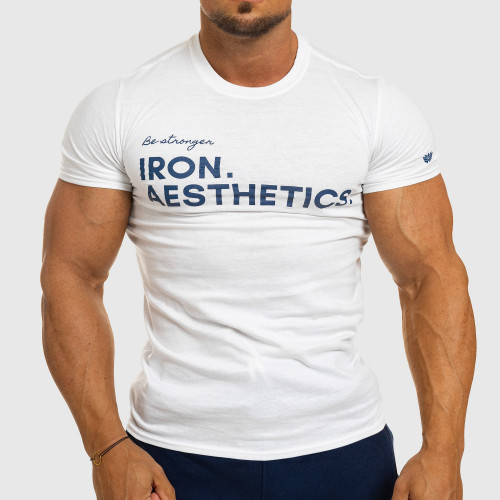 Pánske fitness tričko Iron Aesthetics Be Stronger, biele