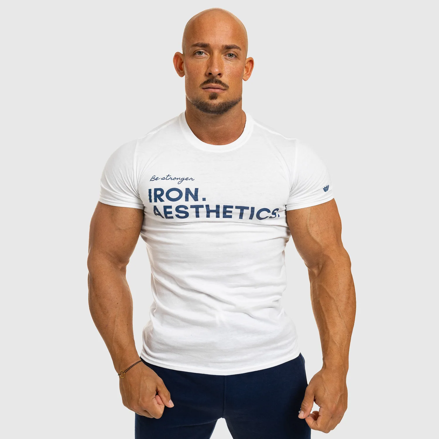 Pánske fitness tričko Iron Aesthetics Be Stronger, biele-1
