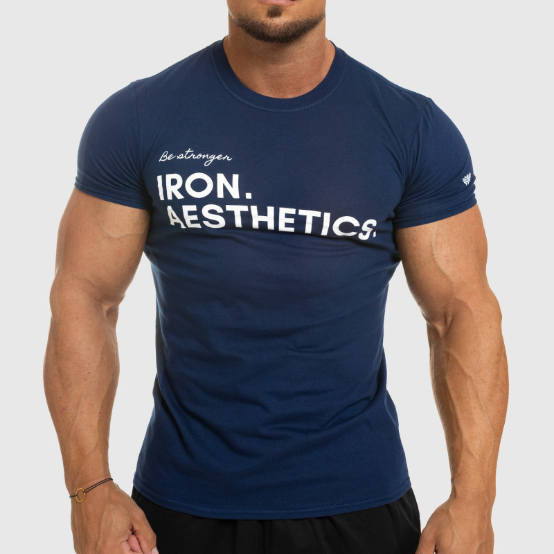 Levně Pánské fitness tričko Iron Aesthetics Be Stronger, modré