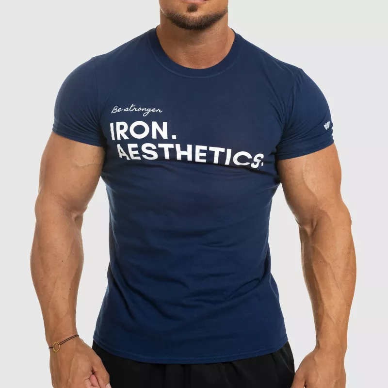 Pánske fitness tričko Iron Aesthetics Be Stronger, modré-1