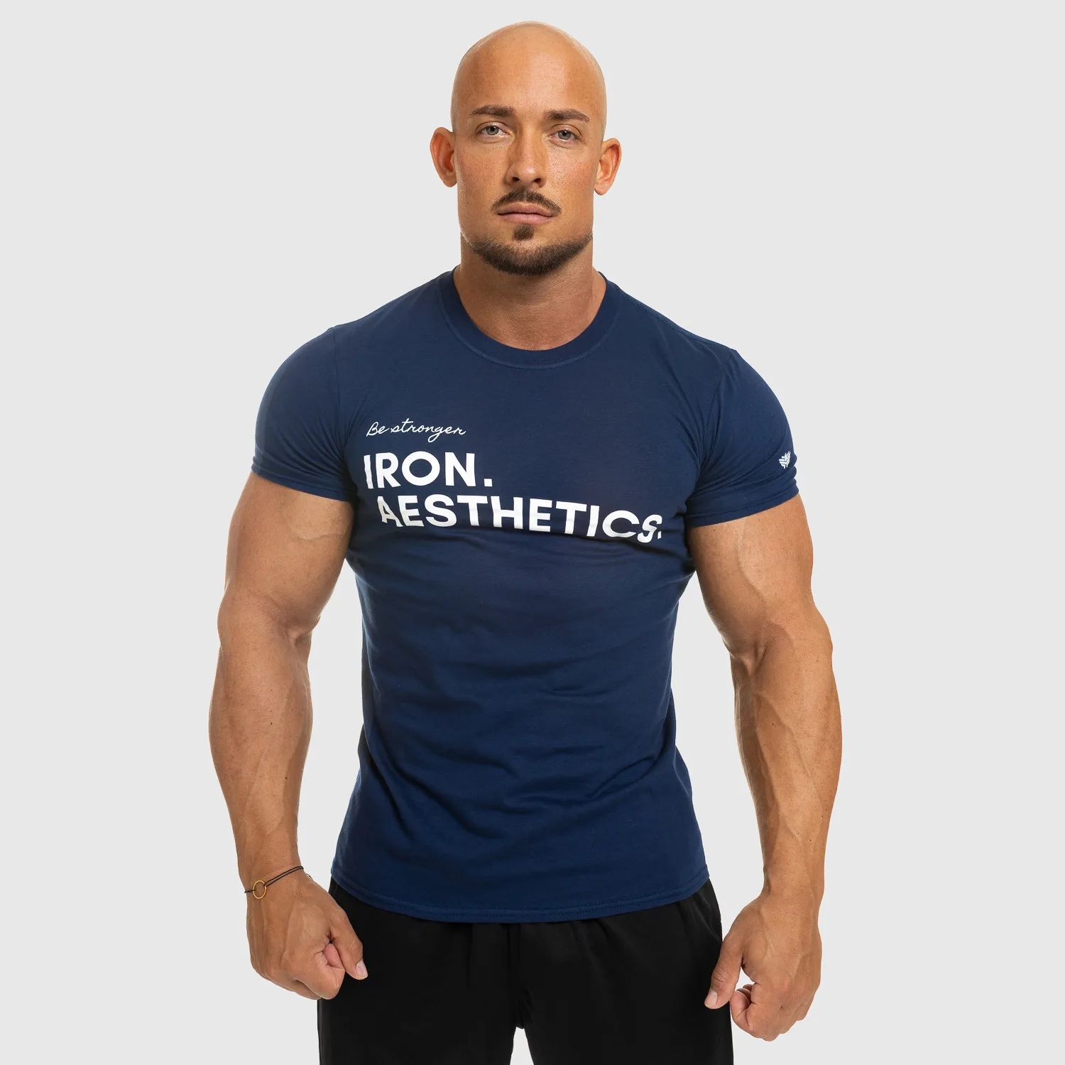 Pánske fitness tričko Iron Aesthetics Be Stronger, modré-1
