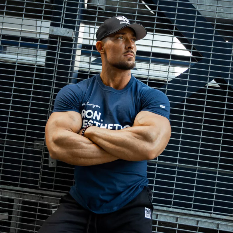 Pánske fitness tričko Iron Aesthetics Be Stronger, modré-3