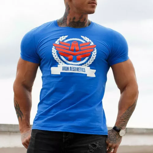 Pánske fitness tričko Iron Aesthetics Triumph, modré