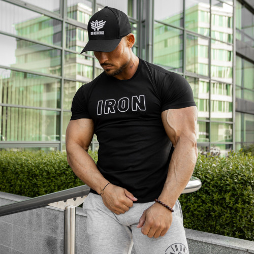 Pánske fitness tričko IRON, čierne