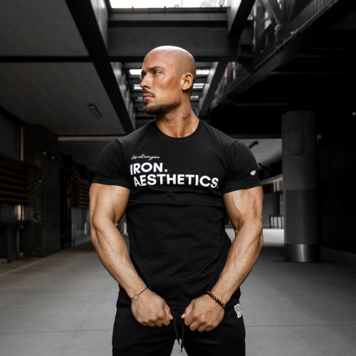 Pánske fitness tričko Iron Aesthetics Be Stronger, čierne