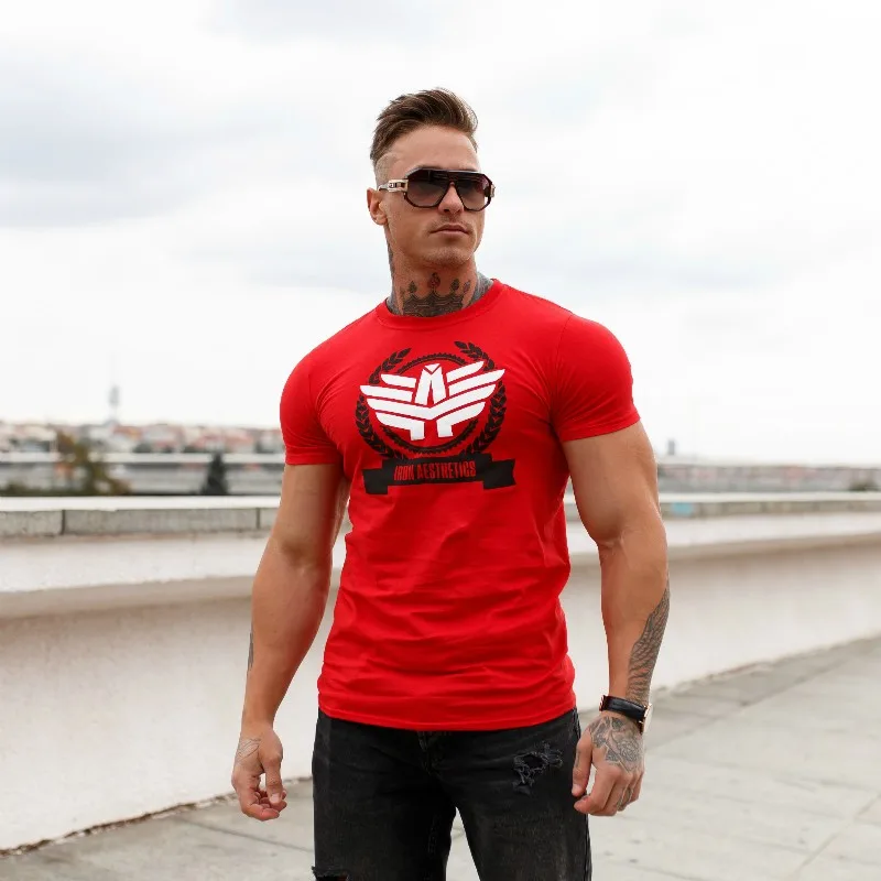 Pánske fitness tričko Iron Aesthetics Triumph, červené-1