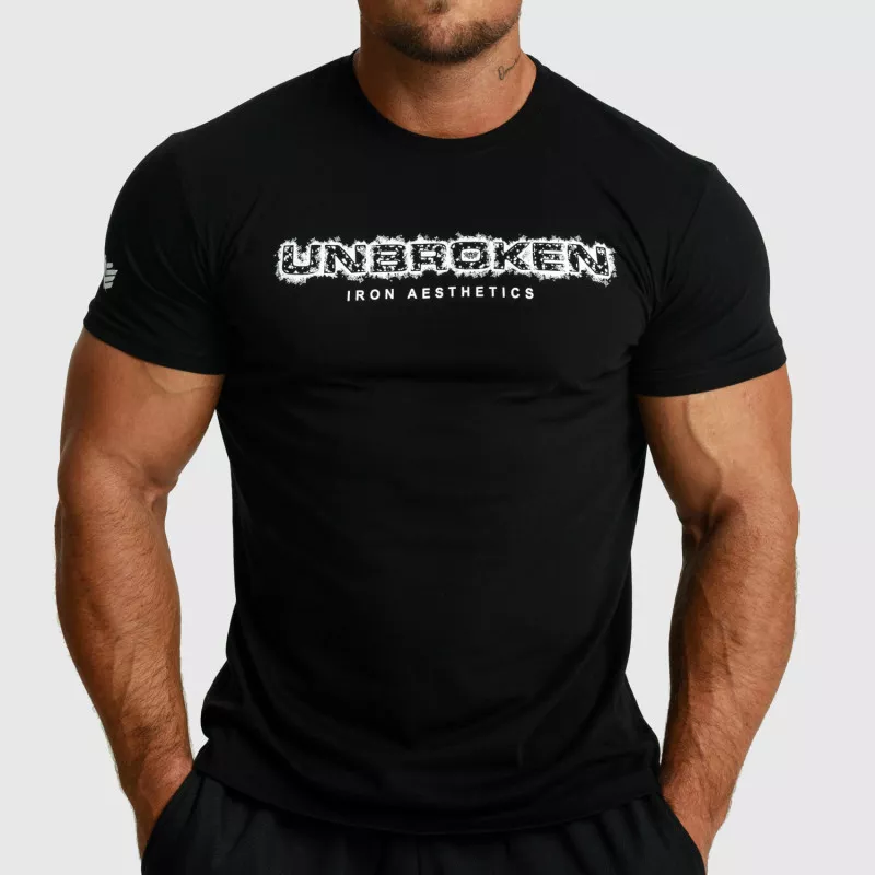 Pánske fitness tričko Iron Aesthetics Unbroken, čierne-1