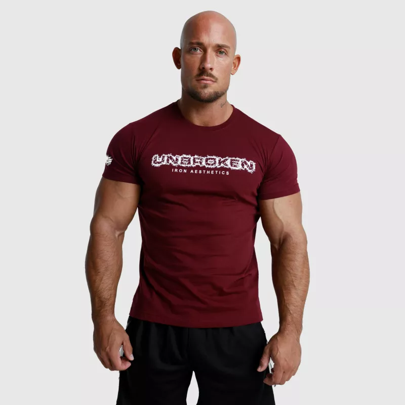 Pánske fitness tričko Iron Aesthetics Unbroken, bordové-2