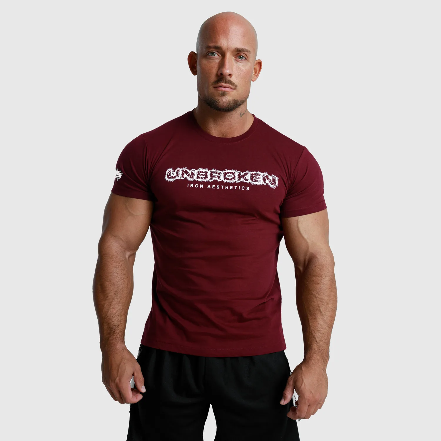 Pánske fitness tričko Iron Aesthetics Unbroken, bordové-1