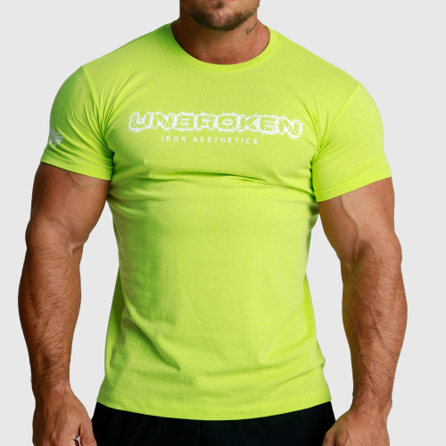 Pánske fitness tričko Iron Aesthetics Unbroken, limetkové