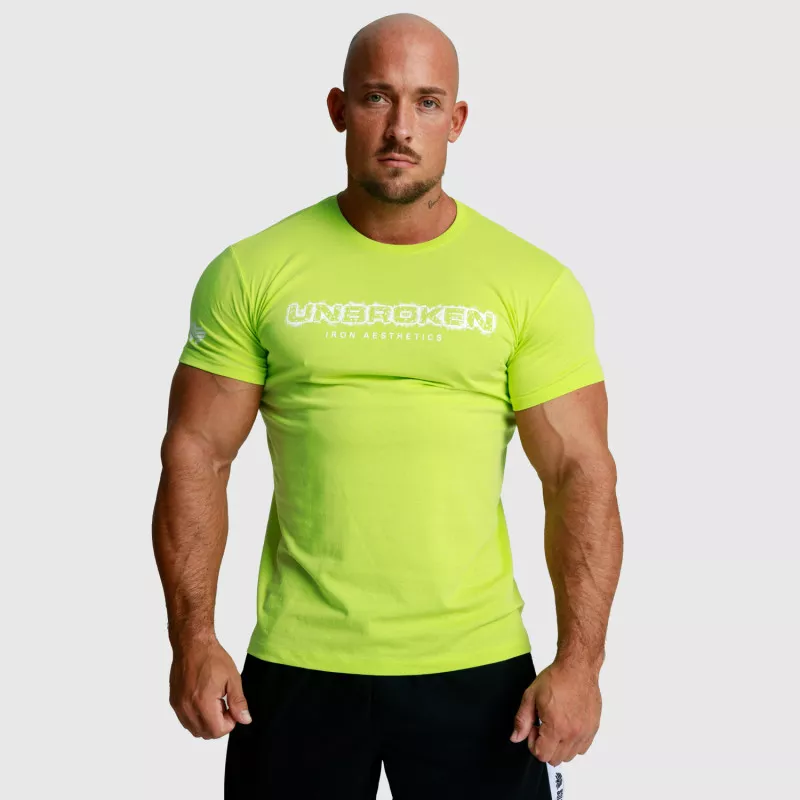 Pánske fitness tričko Iron Aesthetics Unbroken, limetkové-2