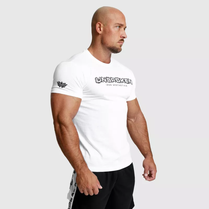 Pánske fitness tričko Iron Aesthetics Unbroken, biele-7