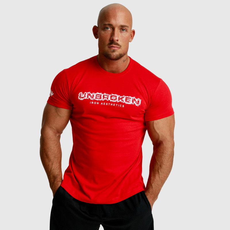 Pánske fitness tričko Iron Aesthetics Unbroken, červené-5