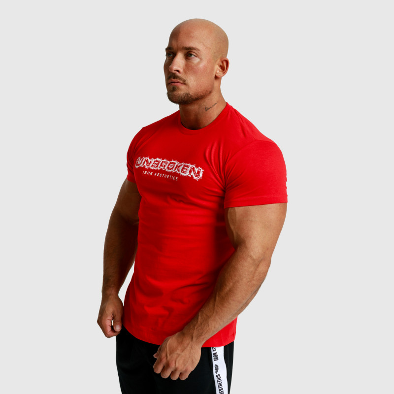 Pánske fitness tričko Iron Aesthetics Unbroken, červené-7