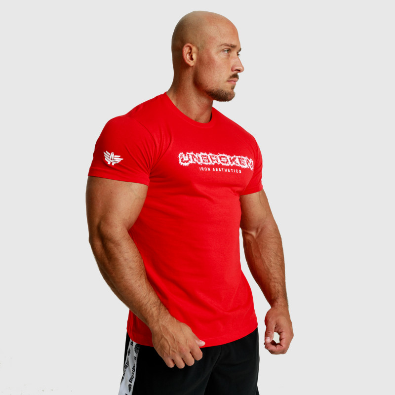 Pánske fitness tričko Iron Aesthetics Unbroken, červené-8