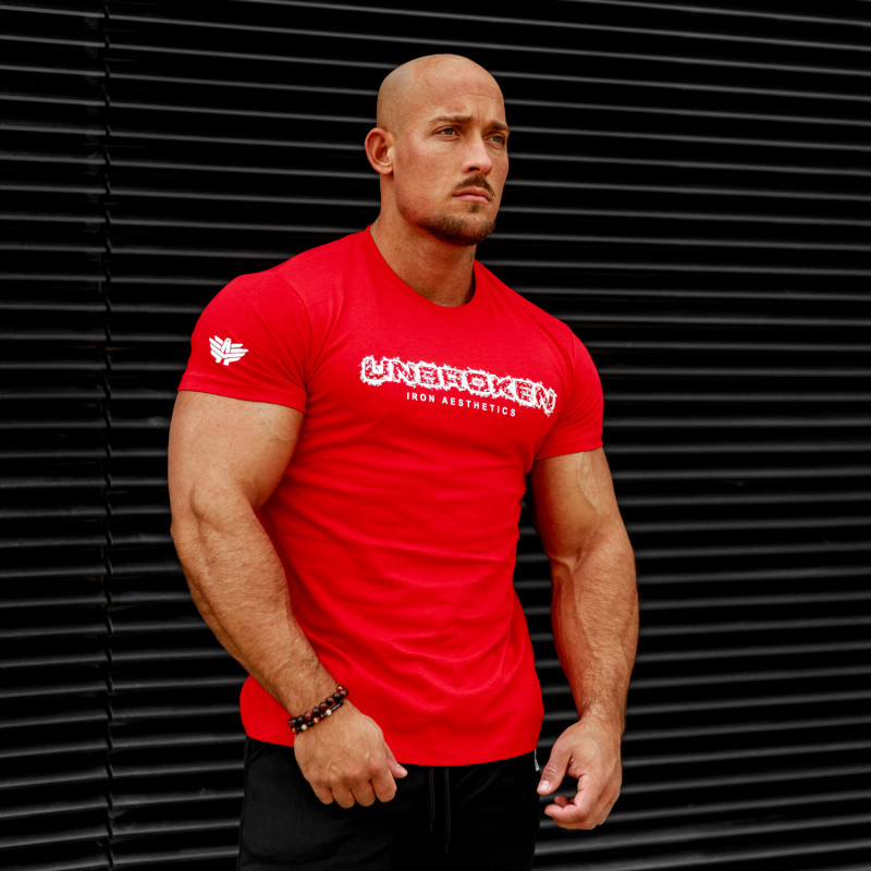 Pánske fitness tričko Iron Aesthetics Unbroken, červené-2