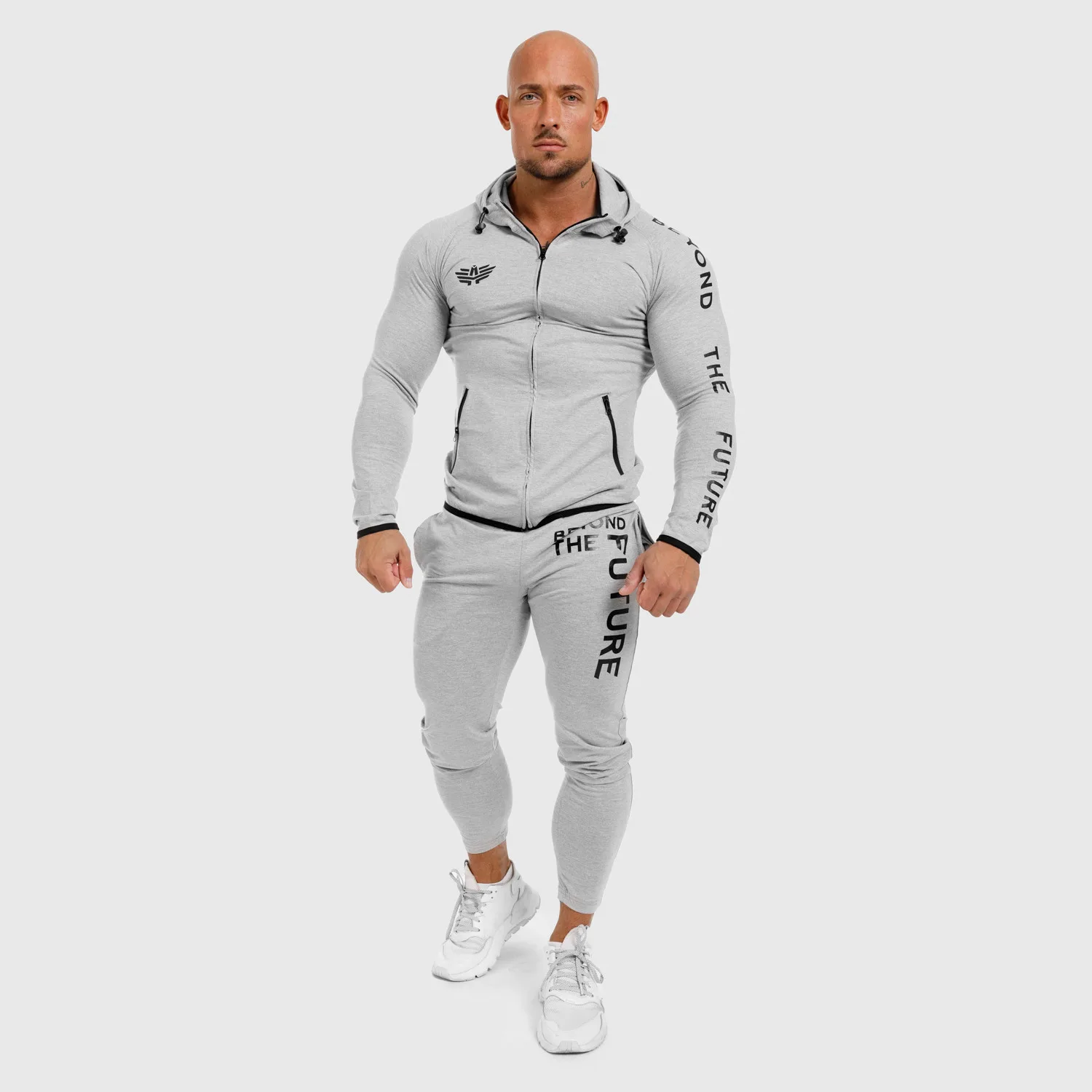 Pánska športová SlimFit súprava Iron Aesthetics Beyond the Future, sivá-1